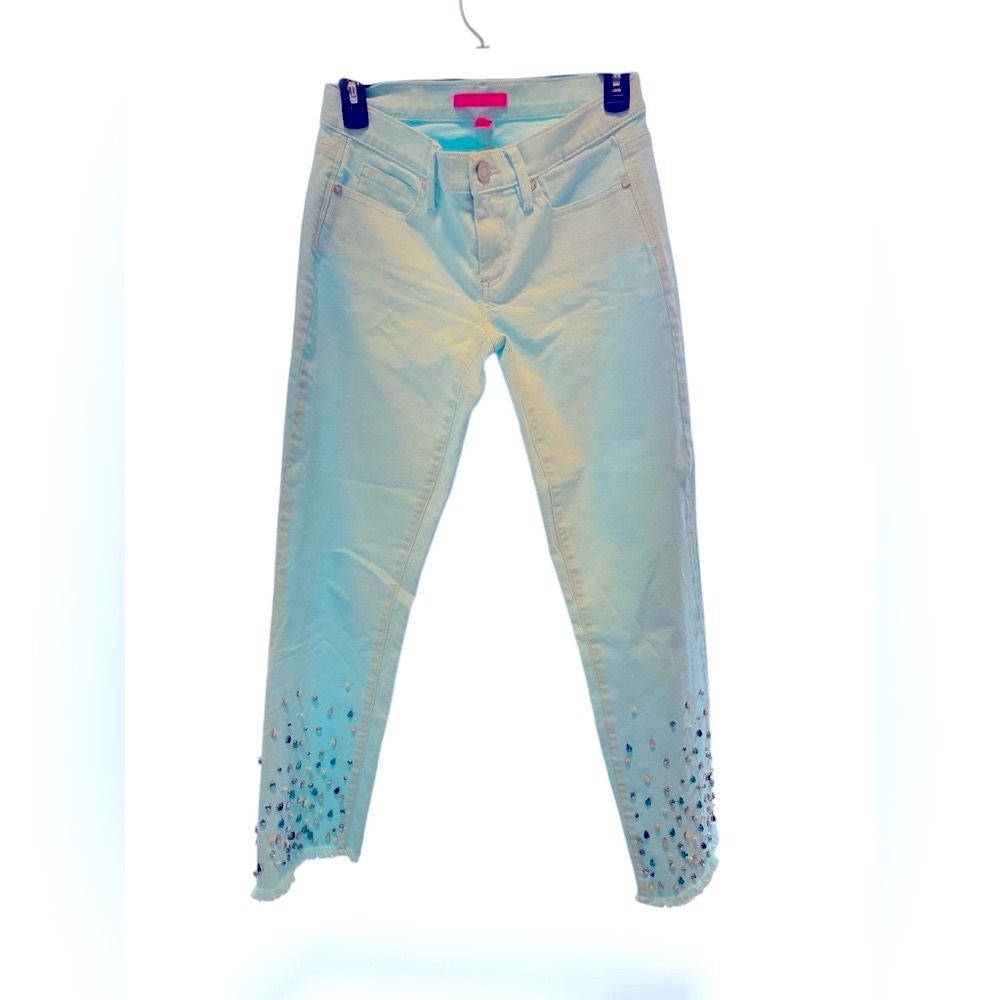 Lilly Pulitzer Jean - South Ocean Crop Jean Capri Flare - Size 4 - Picture 4 of 12